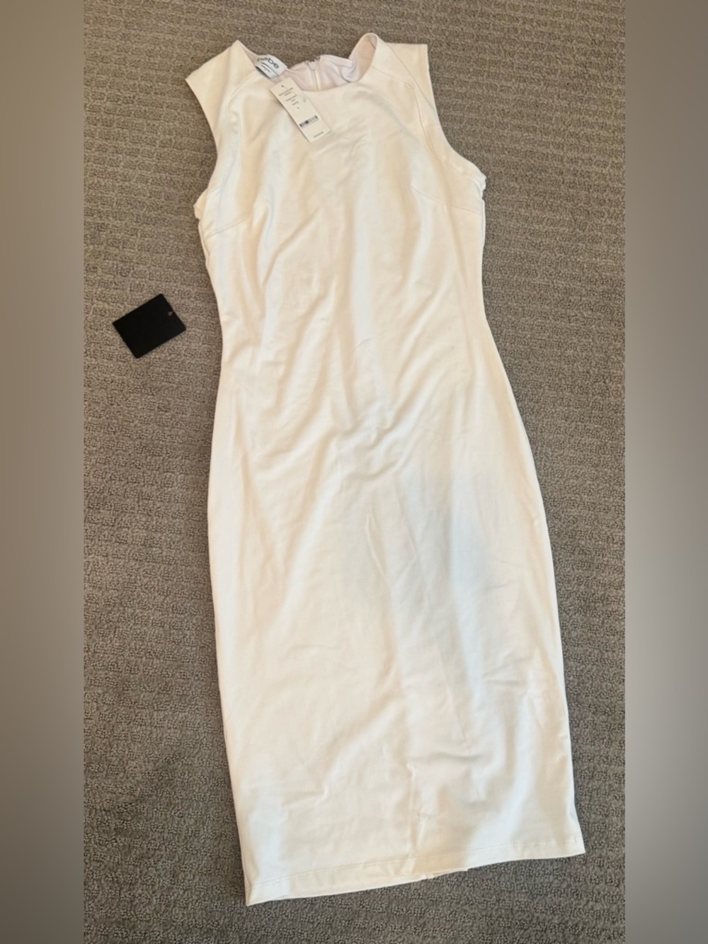 bebe Cream Sleeveless Midi Bodycon Dress